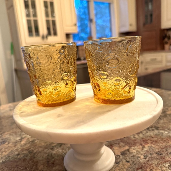 2 MCM Anchor Hocking Desert Amber Gold Milano On the Rocks Glasses MCM - Picture 4 of 6